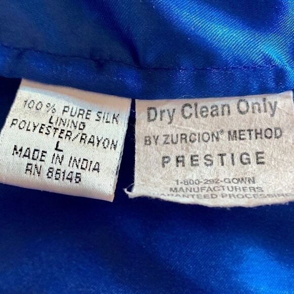 Royal Blue Silk Beaded Dress Sean Collection - Picture 6 of 8